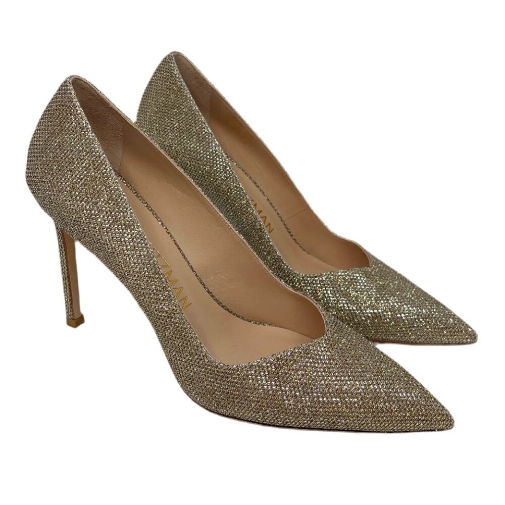 Stuart Weitzman Gold Glitter Pumps Sz-8 - New Without Box